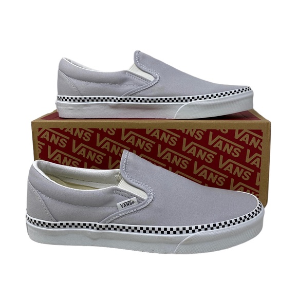 VANS Classic Slip On Check Gray Casual Shoes Canvas Women Size Skate VN000XG8UKX - Picture 3 of 11